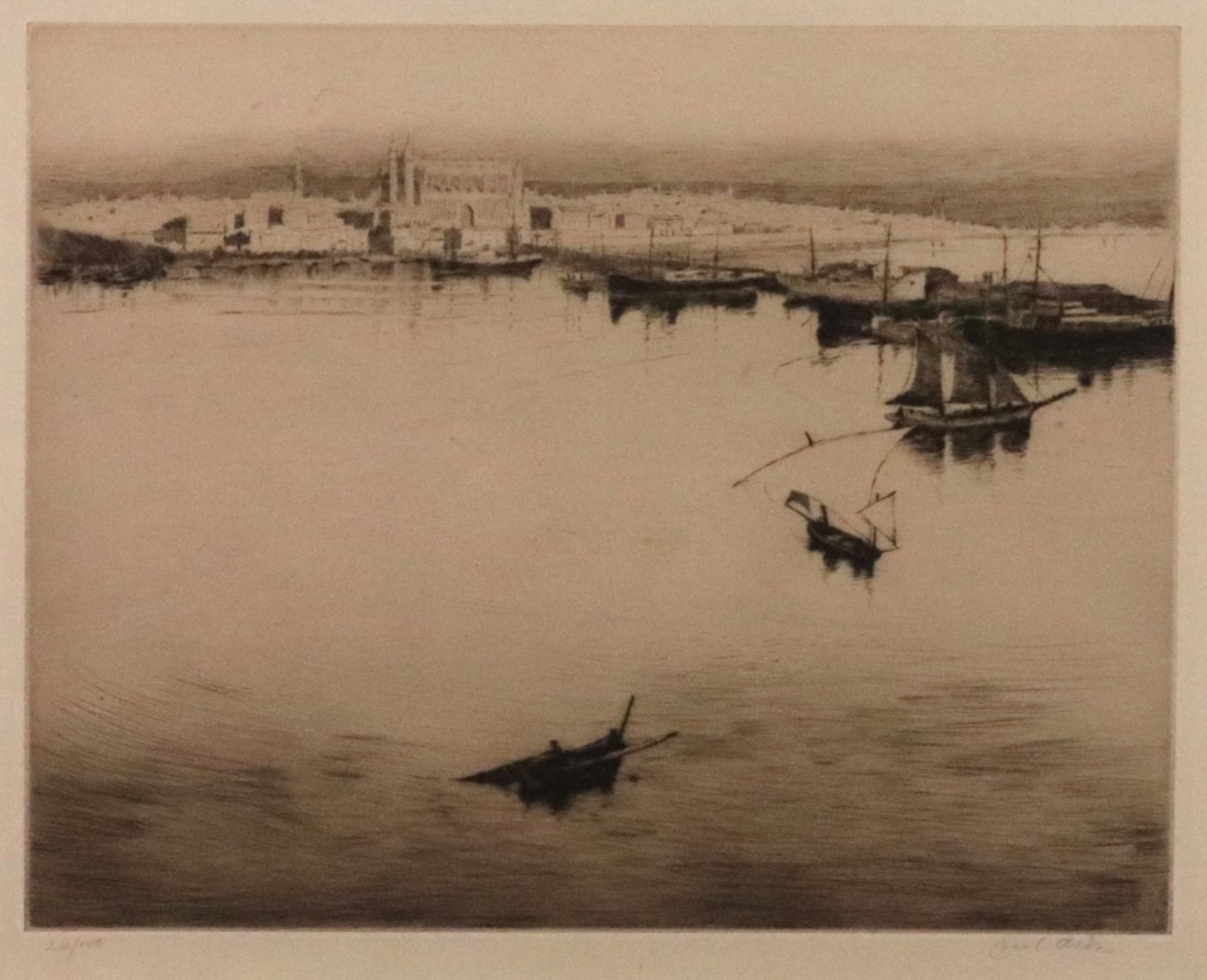 Cecil Aldin (British, 1870-1935), The Harbour, Palma, Majorca,