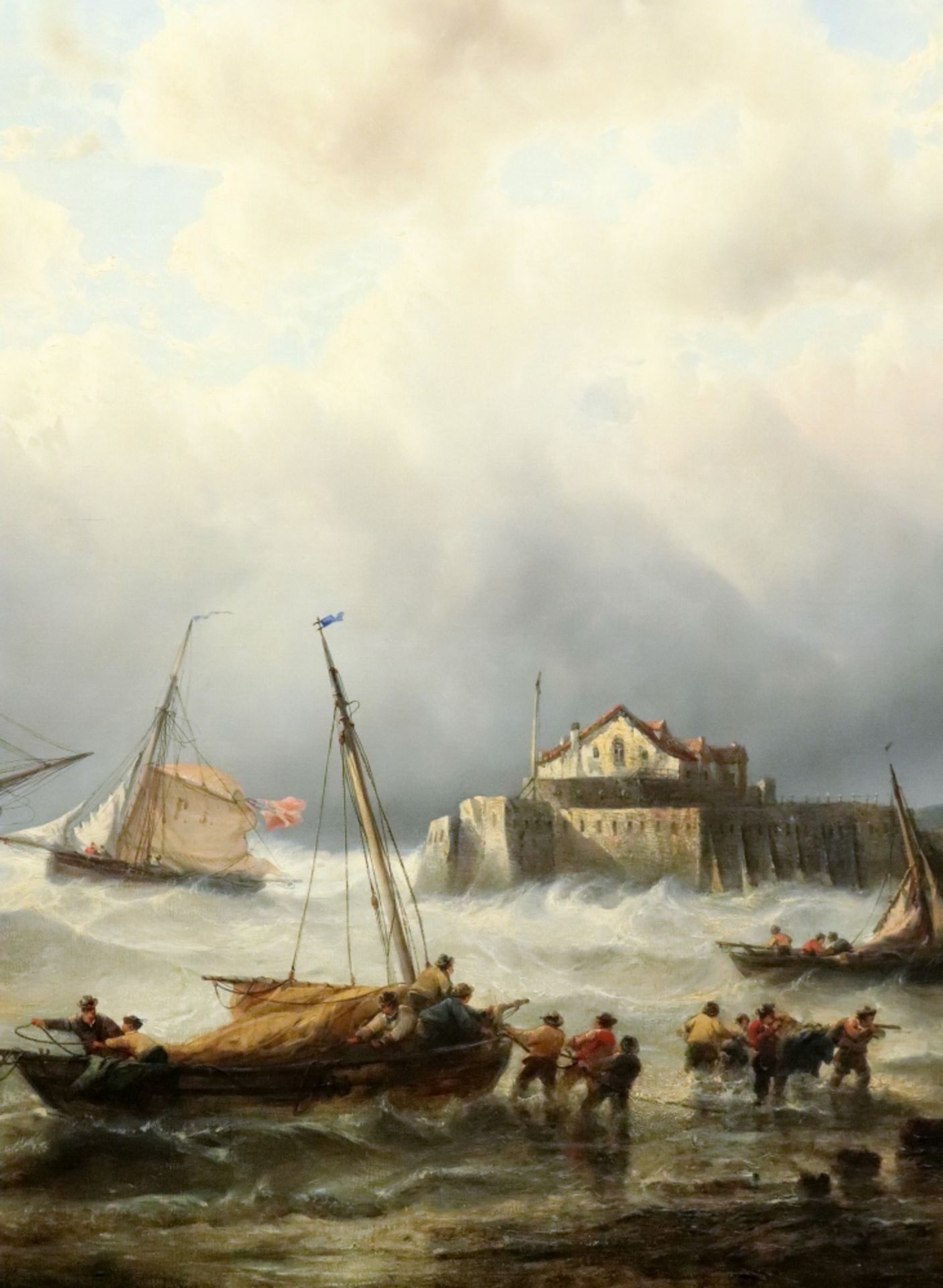 Francois-Etienne Musin (Belgian, 1820-1888), Shipping in rough seas outside a harbour, - Image 3 of 16