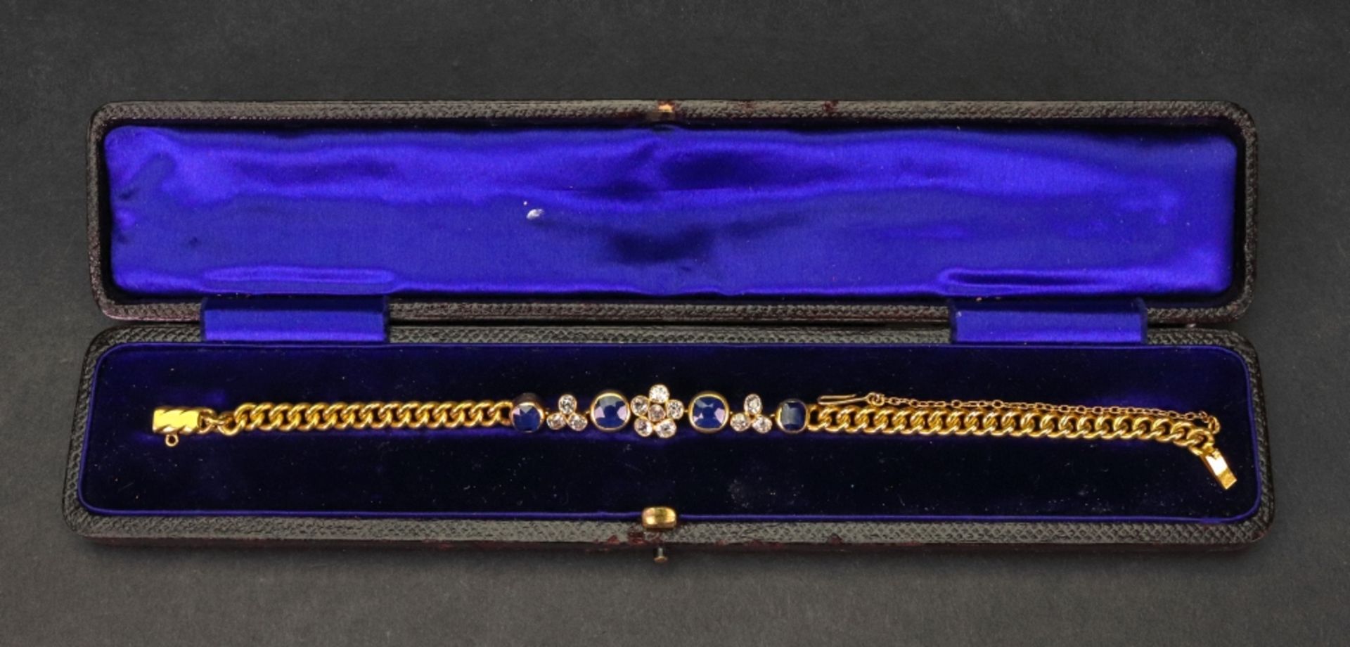 A gold, sapphire and diamond-set bracelet,