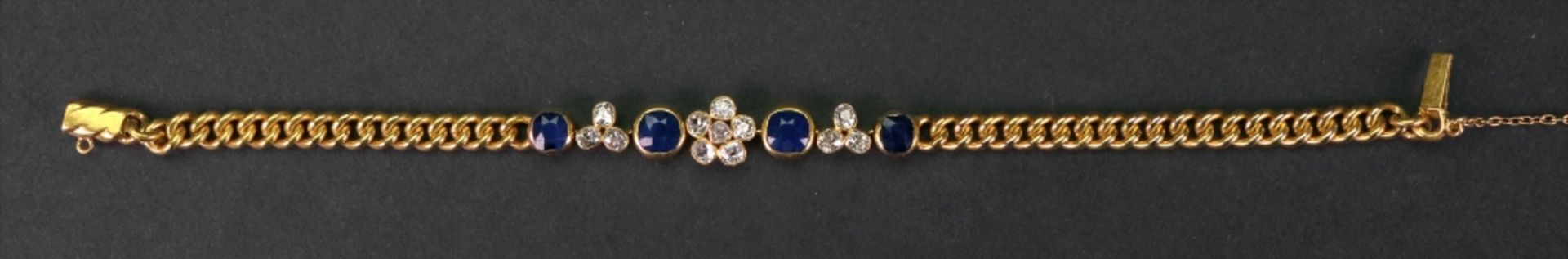 A gold, sapphire and diamond-set bracelet, - Image 3 of 3