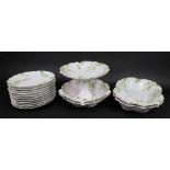 A J & C Malmaison Bavaria sixteen piece dessert service, with an ivy pattern, eleven plates,