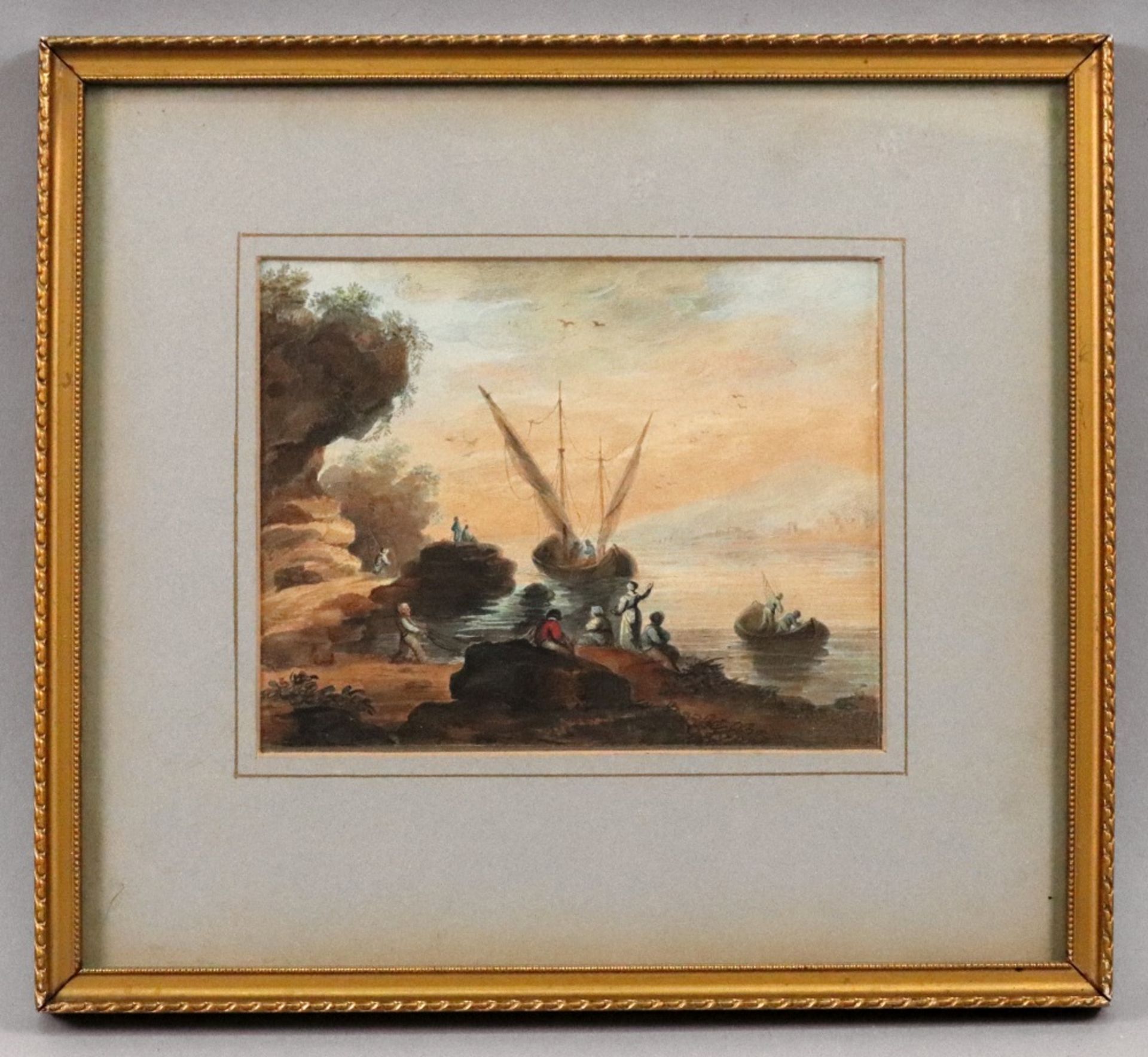 Follower of John Varley, Figures and boats in a water landscape; and a companion, a pair, - Image 3 of 3