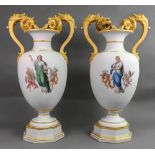 A pair of large and impressive Berlin biscuit porcelain vases, second half 19th century,