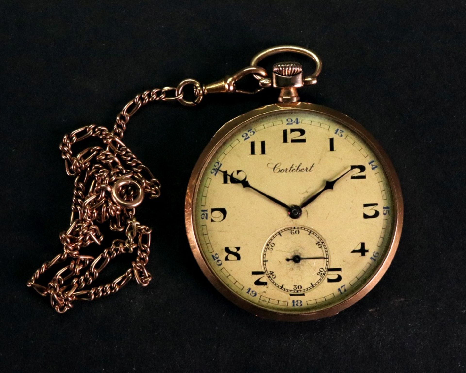 Cortibert; a 14ct gold cased open faced pocket watch,