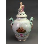 A Berlin porcelain two-handled pot pourri vase and cover, late 19th century,