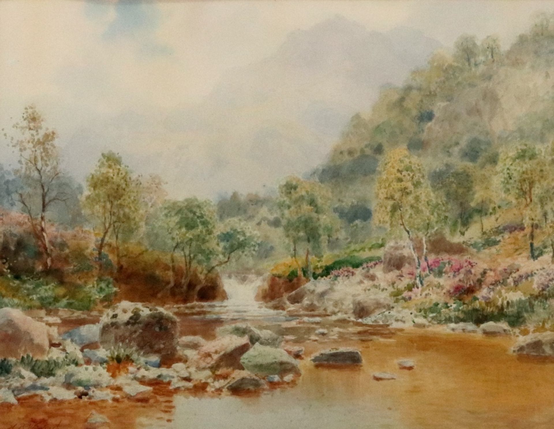 Henry Bowser Wimbush (British, 1858-1943), A river in a mountainous landscape; and a companion,