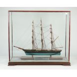 A scratch built model ship 'Torrens', with titled plaque 'A composite ship built in 1975 by J.