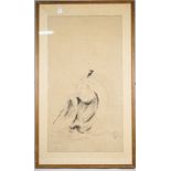 Japanese school, Edo period, study of Hotei, ink on paper, stamped red censer, 52cm. by 28cm.