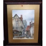 James Lawson Stewart (1841-1929), A glimpse of York Minster from the Shambles, watercolour,