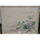 Chinese School, 19th/20th century, a set of four watercolours painted with birds and flowers, 37cm.