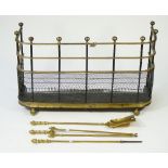 A Victorian brass and wire mesh fire guard, 19th century,