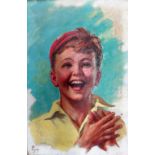 Continental School (20th Century), Smiling Boy, oil on canvas, indistinctly signed,