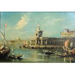 Manner of Francesco Guardi, The Customs House, Venice; The Church of Le Zitelle, Venice, a pair,