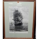 William Edward Norton (1843-1916), Tall ship; Sailing boats, a pair of etchings, both signed,