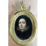Continental School (probably 18th century), Portrait miniature of a lady, oil on copper, oval, 7.