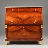 J B D E Manaine; a 19th century gilt metal mounted mahogany cylinder bureau,