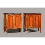 A pair of 18th century French style commodes,