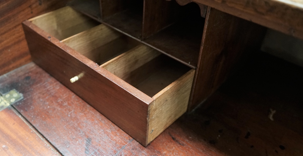 A mid-19th century teak two part secretaire campaign chest, - Image 8 of 10