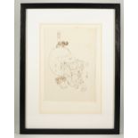 A Group of nine Japanese drawings and prints on paper, Edo period, eight with figurative subjects,