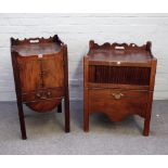 A mid-18th century mahogany tray top commode, on block supports, 46cm wide x 85cm high,