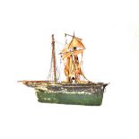 A large topsail schooner pond yacht, English, 19th century with twin masts, set of sails,