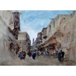 Hercules Brabazon Brabazon (1821-1906), Street scene, Boulas, watercolour, signed and inscribed, 18.