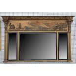 A 19th century gilt framed triple plate overmantel mirror,