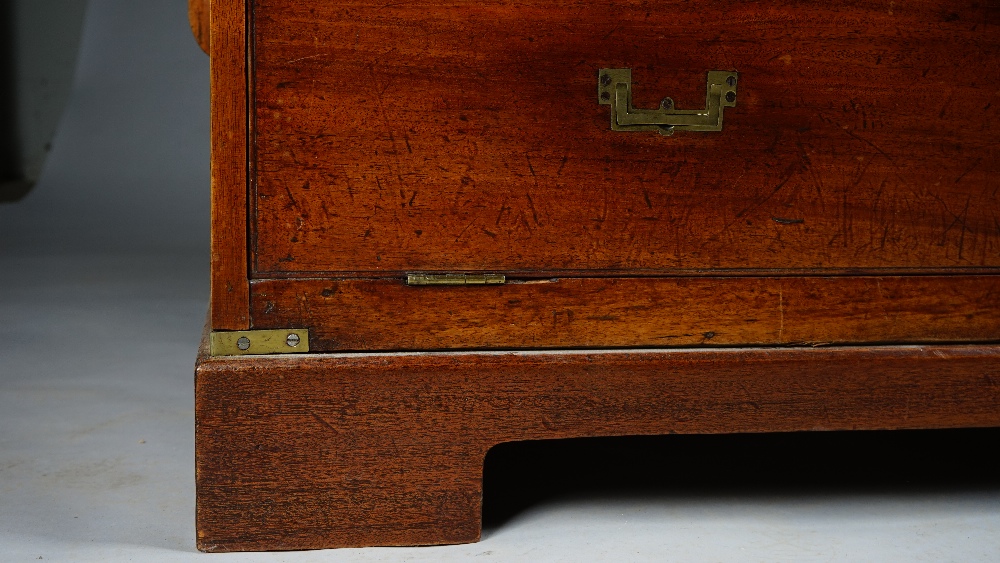 A mid-19th century teak two part secretaire campaign chest, - Image 2 of 10