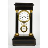 An ebonised Portico mantel clock, late 19th century,