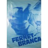 Fernet Branca, Italian, Amaro Liquer advertising poster, lithograph in tones of blues,