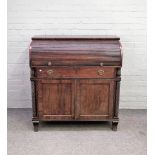A George III mahogany tambour front writing desk,