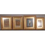 A group of four Indian miniature paintings, each painted with lovers, framed and glazed, (4).