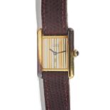A Must De Cartier silver gilt rectangular cased lady's wristwatch,