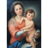 Manner of Bartolome Estaban Murillo, Madonna and Child, oil on canvas, 78cm x 57cm.