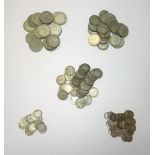 A collection of British pre-decimal, pre-1947 silver coinage, comprising; half crowns, florins,
