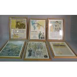 A group of six early 20th century advertisement prints comprising; two 'B.O.A.C.