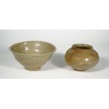 A Korean celadon glazed pottery bowl, Goryeo dynasty, 13th century,