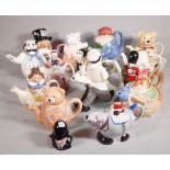 A quantity of 20th century novelty teapots, mostly formed as teddy bears, the largest 25cm high,
