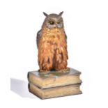 A cold painted bronze owl, 20th century,