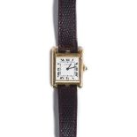 A Cartier Paris 18ct gold rectangular cased tank wristwatch,
