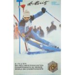 Three St Moritz, World Championships 1974 skiing promotional posters, the largest 102cm x 64cm,