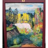 Russian School (21st century), Wooded landscape, oil on canvas, signed and dated 2000, 54.