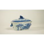 A Chinese export blue and white sauce tureen and cover, Qianlong,