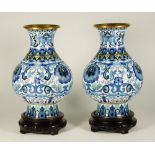 A pair of Chinese cloisonné pear shaped vases,