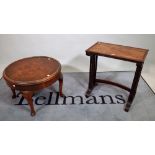 A Regency mahogany nest of two tables, on turned supports, 53cm wide x 58cm high,