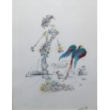 Salvador Dali (1904-1989), Untitled; Figure with Parrot, two colour lithographs, stamped signatures.