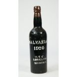 One bottle 1920 Malvazia the bottle detailed 'T.T.C. Lomelino Madeira'.