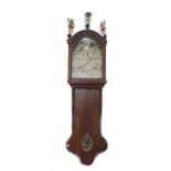 A 19th century Dutch oak cased Zaandam wall clock, with glazed hood and painted tin dial,