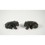 A pair of Chinese bronze figures of Buddhist lions, 19th century,