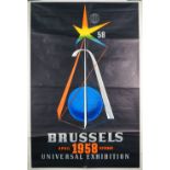 Brussels 1958 Universal Exhibition, lithograph coloured poster, Manfurt by Andrea Beyart,